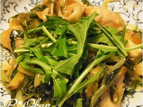 水菜とムネ肉の生姜焼き